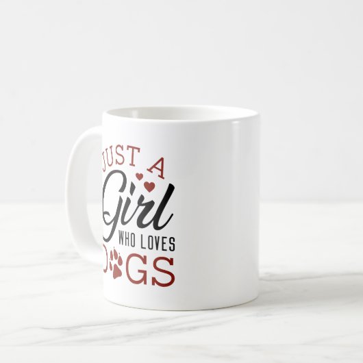 Nur ein Mädchen, das Hunde Liebe Kaffeetasse (Vorderseite Links)