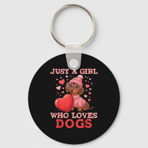 Nur ein Mädchen, das Hunde liebt Süße Dachshund Ha Schlüsselanhänger
