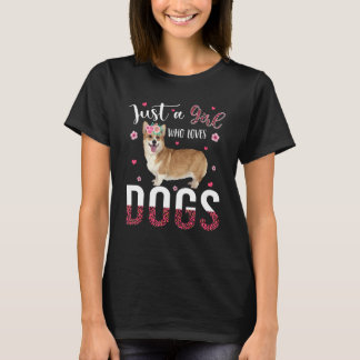 Nur ein Mädchen, das Hunde liebt, süßes Blumen-Hun T-Shirt