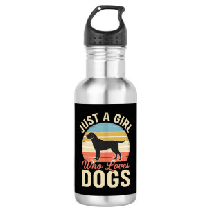 Nur ein Mädchen, das Hunde liebt, Vintage-Hundelie Edelstahlflasche
