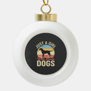 Nur ein Mädchen, das Hunde liebt, Vintage-Hundelie Keramik Kugel-Ornament