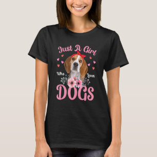 Nur ein Mädchen, das Hunde Niedlichen Beagle mit R T-Shirt