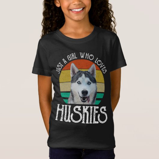 Nur ein Mädchen, das Huskies Liebe T-Shirt (Vorderseite)