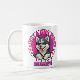 nur ein Mädchen, das Husky, Husky Weiß, Huskies li Kaffeetasse