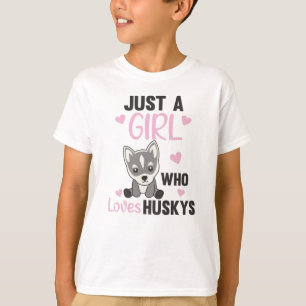 Nur ein Mädchen, das Huskys Kawaii-Hund Husky Lieb T-Shirt