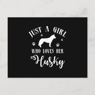 Nur ein Mädchen, das ihr Husky Liebe Husky Dog D Postkarte