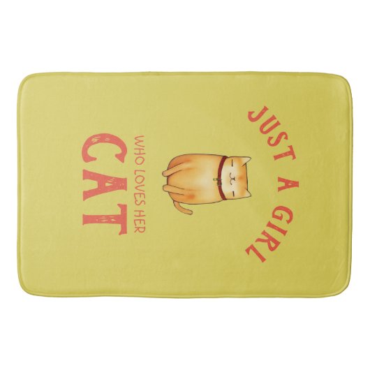 Nur ein Mädchen, das ihre Katze Liebe Badematte (Vorderseite)