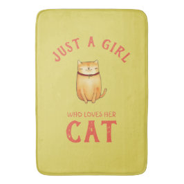 Nur ein Mädchen, das ihre Katze Liebe Badematte