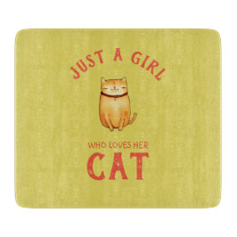 Nur ein Mädchen, das ihre Katze Liebe Schneidebrett