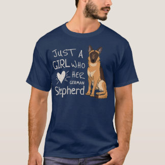 Nur ein Mädchen, das ihren deutschen Schäferhund L T-Shirt