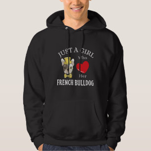 Nur ein Mädchen, das ihren französischen Bulldogge Hoodie