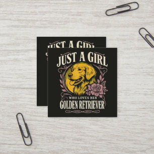Nur ein Mädchen, das ihren Golden Retriever liebt Quadratische Visitenkarte