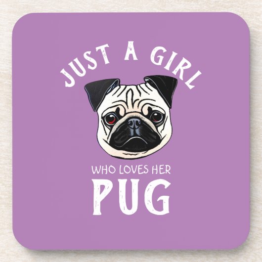 Nur ein Mädchen, das ihren Mops Liebe Getränkeuntersetzer (Vorderseite)