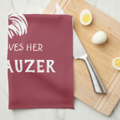 Nur ein Mädchen, das ihren Schnauzer Liebe Geschirrtuch (Viertel Falte)