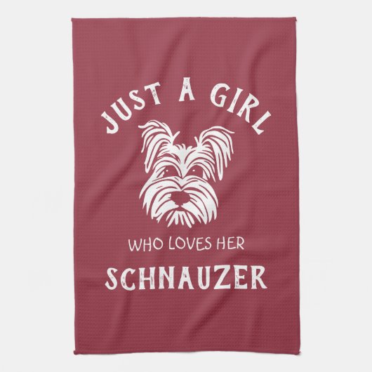 Nur ein Mädchen, das ihren Schnauzer Liebe Geschirrtuch (Vertikal)