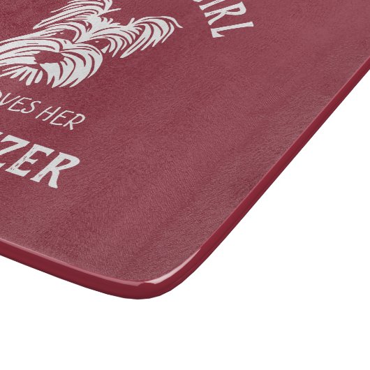 Nur ein Mädchen, das ihren Schnauzer Liebe Schneidebrett (Ecke)