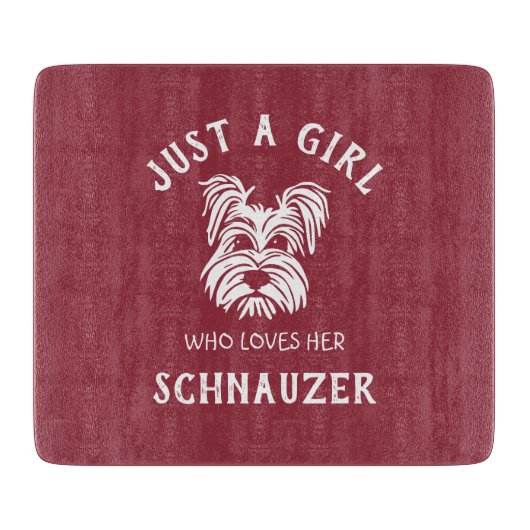 Nur ein Mädchen, das ihren Schnauzer Liebe Schneidebrett (Vorderseite)