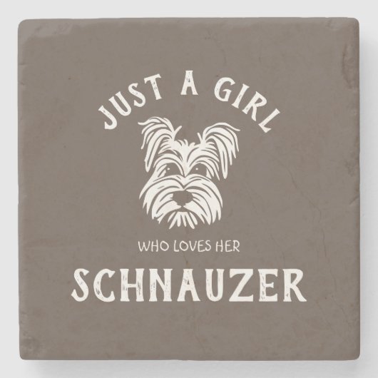 Nur ein Mädchen, das ihren Schnauzer Liebe Steinuntersetzer (Vorderseite)