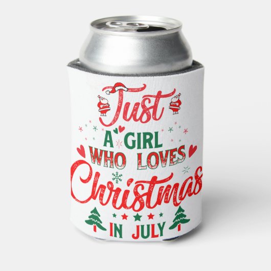 Nur ein Mädchen, das im Juli Weihnachten Liebe Dosenkühler (Kanne Rückseite)