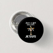 Nur ein Mädchen, das Jesus Blumenkreuz Christlich Button (Vorne & Hinten)