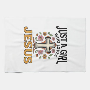 Nur ein Mädchen, das Jesus liebt, Floral Cross Shi Geschirrtuch