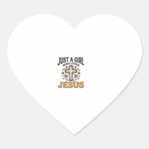 Nur ein Mädchen, das Jesus liebt, florales Kreuz-S Herz-Aufkleber