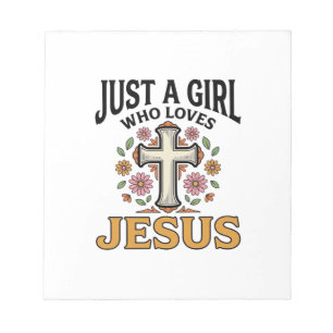 Nur ein Mädchen, das Jesus liebt, florales Kreuz-S Notizblock