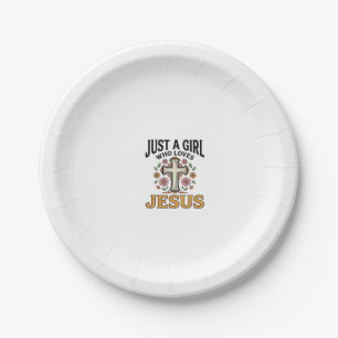 Nur ein Mädchen, das Jesus liebt, florales Kreuz-S Pappteller
