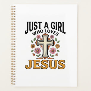 Nur ein Mädchen, das Jesus liebt, florales Kreuz-S Planer