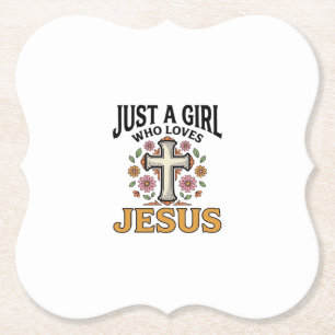 Nur ein Mädchen, das Jesus liebt, florales Kreuz-S Untersetzer