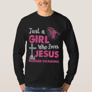 Nur ein Mädchen, das Jesus und bärtige Drachen Lie T-Shirt
