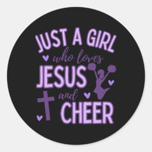 Nur ein Mädchen, das Jesus und Cheer Cheerleading  Runder Aufkleber