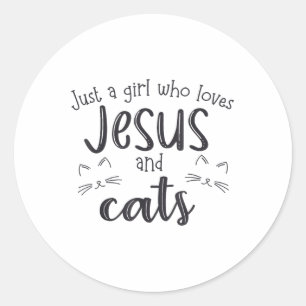 Nur ein Mädchen, das Jesus und Katzen Liebe _3 Runder Aufkleber