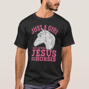 Nur ein Mädchen, das Jesus und Pferd Lieben Reiter T-Shirt
