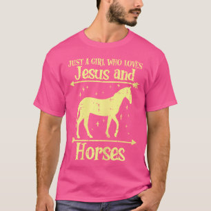 Nur ein Mädchen, das Jesus und Pferde Christlichen T-Shirt