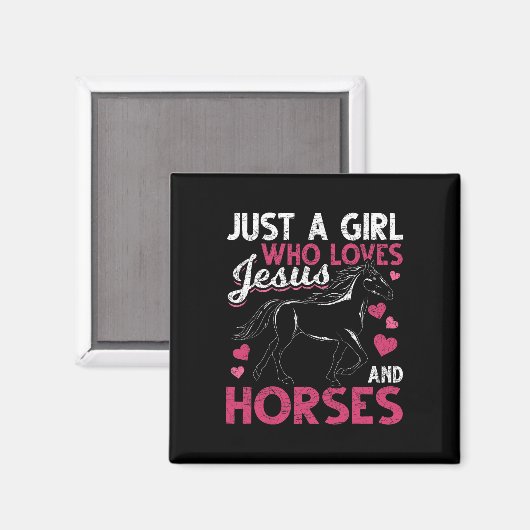 Nur ein Mädchen, das Jesus und Pferde Christus Dev Magnet (Vorderseite/Rückseite)