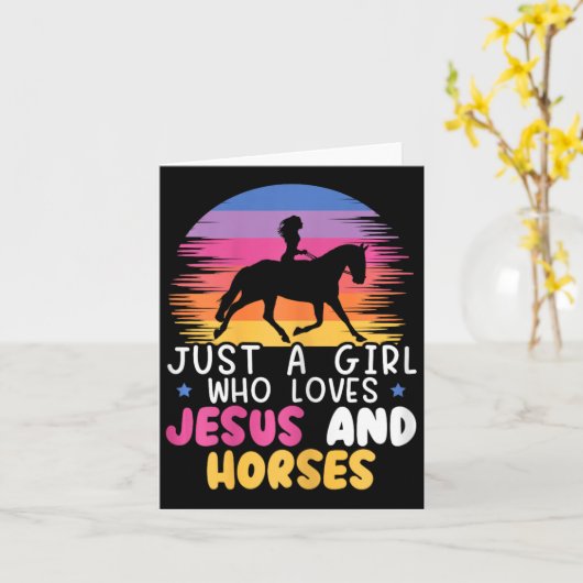 Nur ein Mädchen, das Jesus und Pferde Liebe Pferd  Karte (Gelbe Blume)