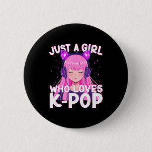 Nur ein Mädchen, das K-Pop Koreanisch Süßes Hören Button