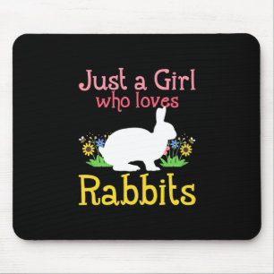 Nur ein Mädchen, das Kaninchen und Blume Liebe Mousepad