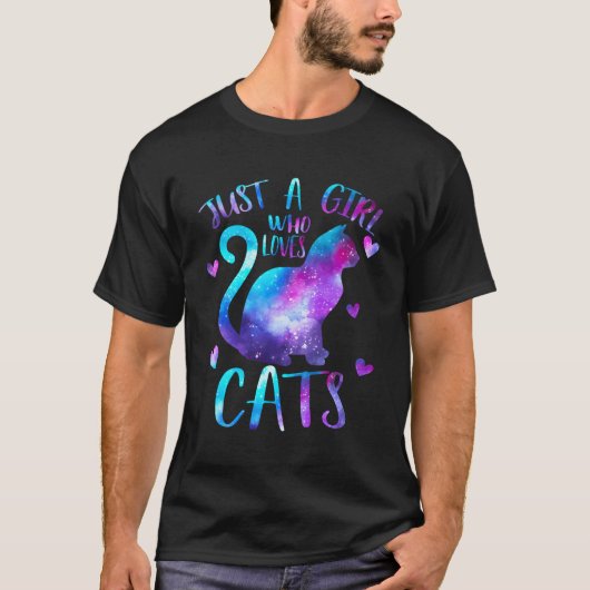 Nur ein Mädchen, das Katzen Liebe besitzt Galaxie T-Shirt (Vorderseite)