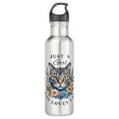 Nur ein Mädchen, das Katzen Liebe Edelstahlflasche (Vorderseite)
