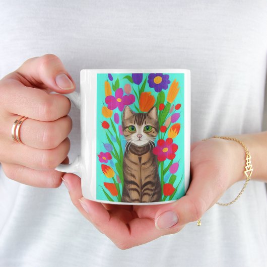 Nur ein Mädchen, das Katzen Liebe | Kunst des Volk Kaffeetasse