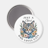 Nur ein Mädchen, das Katzen Liebe Magnet (Vorderseite/Rückseite)
