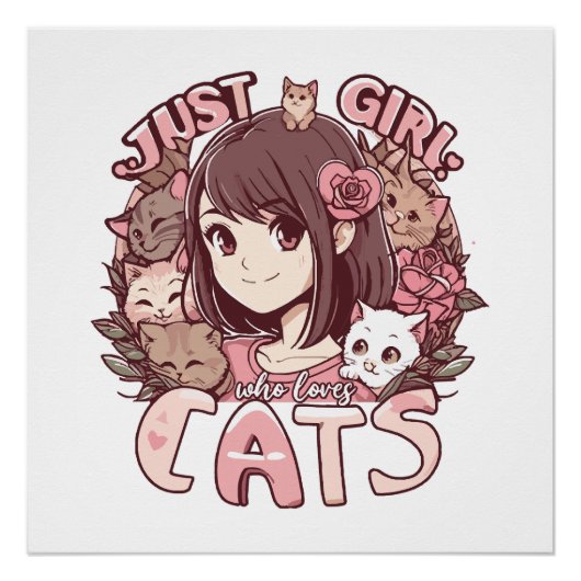Nur ein Mädchen, das Katzen Liebe Poster (Vorderseite)