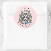 Nur ein Mädchen, das Katzen Liebe Runder Aufkleber (Tasche)