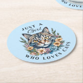 Nur ein Mädchen, das Katzen Liebe Runder Pappuntersetzer (Angewinkelt)