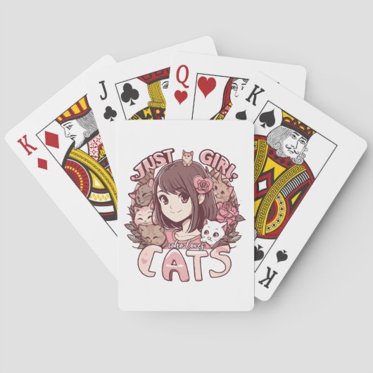 Nur ein Mädchen, das Katzen Liebe Spielkarten (Rückseite)