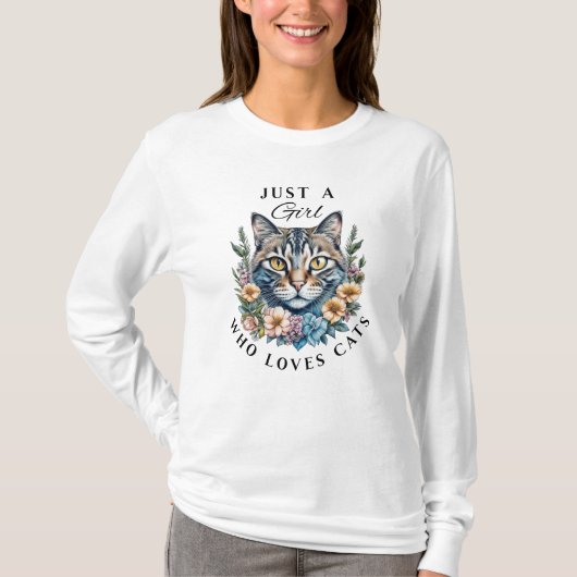 Nur ein Mädchen, das Katzen Liebe T-Shirt (Vorderseite)
