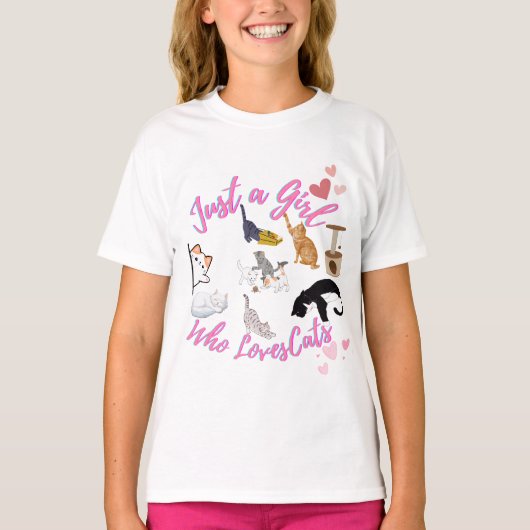 Nur ein Mädchen, das Katzen Liebe T-Shirt (Vorderseite)