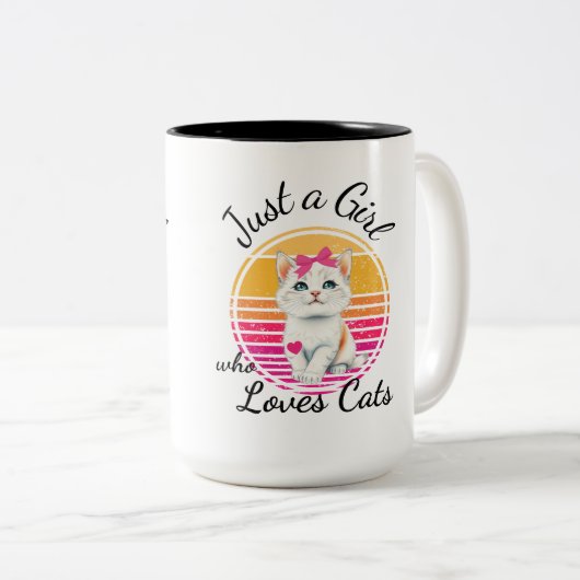 Nur ein Mädchen, das Katzen Liebe Zweifarbige Tasse (VorderseiteRechts)